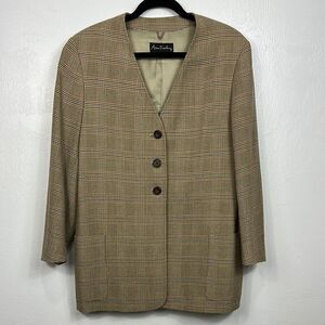 Ann Freedberg Vintage Women's V-neck Plaid Blazer Jacket Size 12